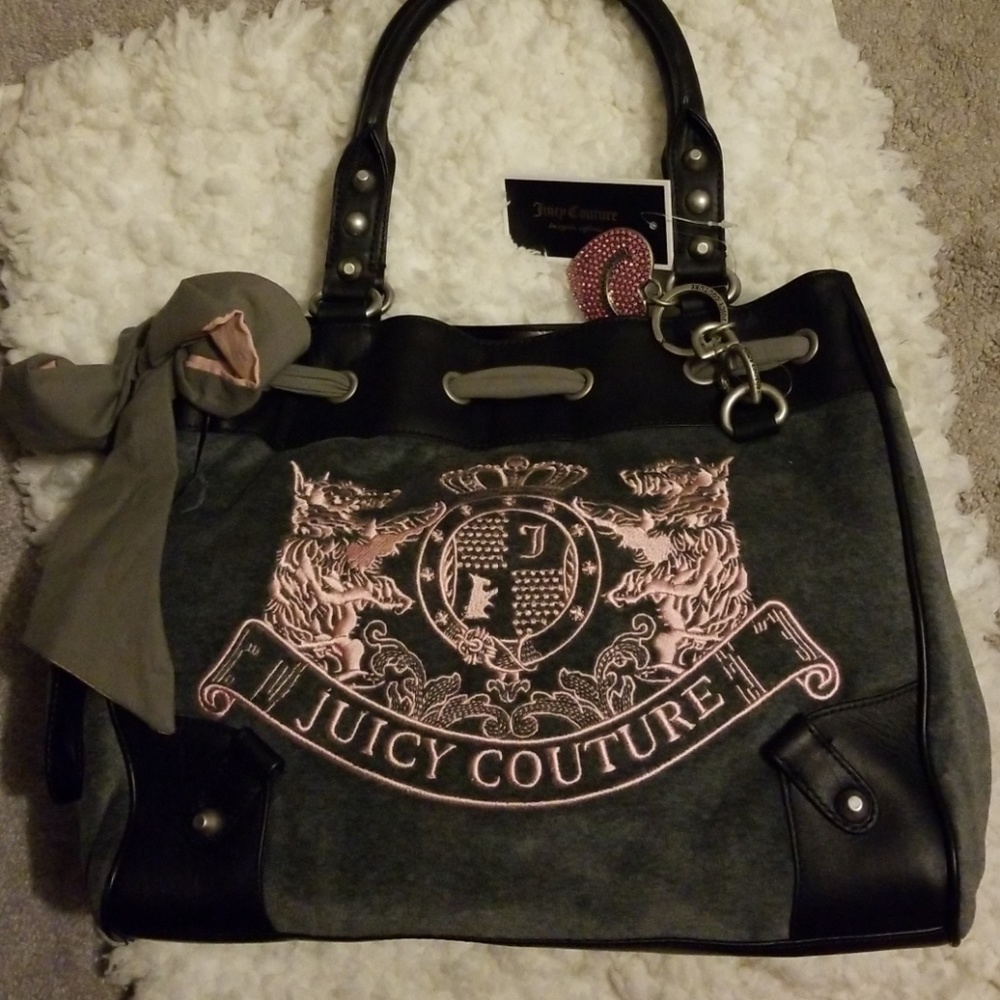 Juicy Couture Daydreamer Gray and Pink Bag